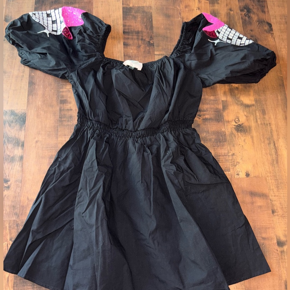 Fantastic Fawn Black Off-Shoulder Mini Sundress